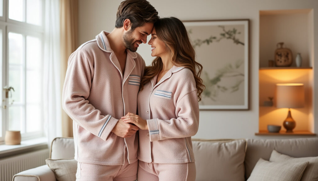 découvrez notre pyjama couple, un ensemble doux et confortable idéal pour des moments de détente au quotidien. parfait pour partager des nuits chaleureuses et stylées à deux.